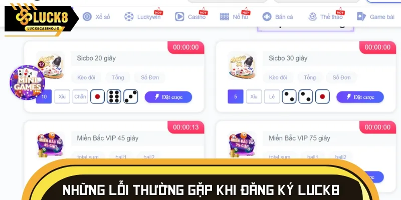 Một vài lỗi có thể gặp phải khi mở tài khoản cược